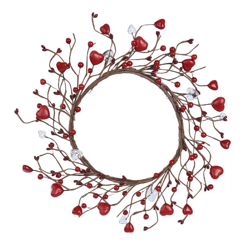 Artificial Heart Berries Wreath For Valentines's Day Decoration Decorative Garland Wedding Window Table Centerpieces