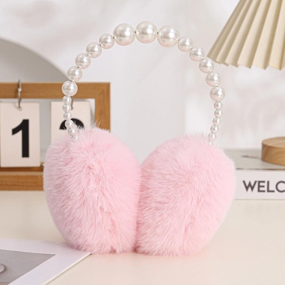 Soft Plush Ear Covers Anti-rabbit Fur Pearl Ear Protect Fashion Ear Muffs Women