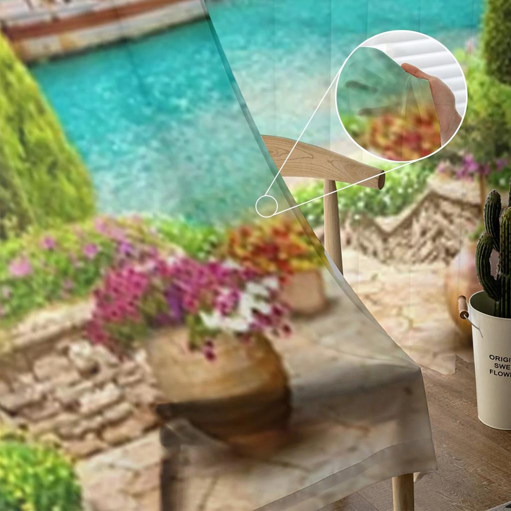 A Port Town With Boats Sheer Curtains Bedroom Voile Curtain Living Room Window Sheer Curtains Kitchen Tulle Drapes