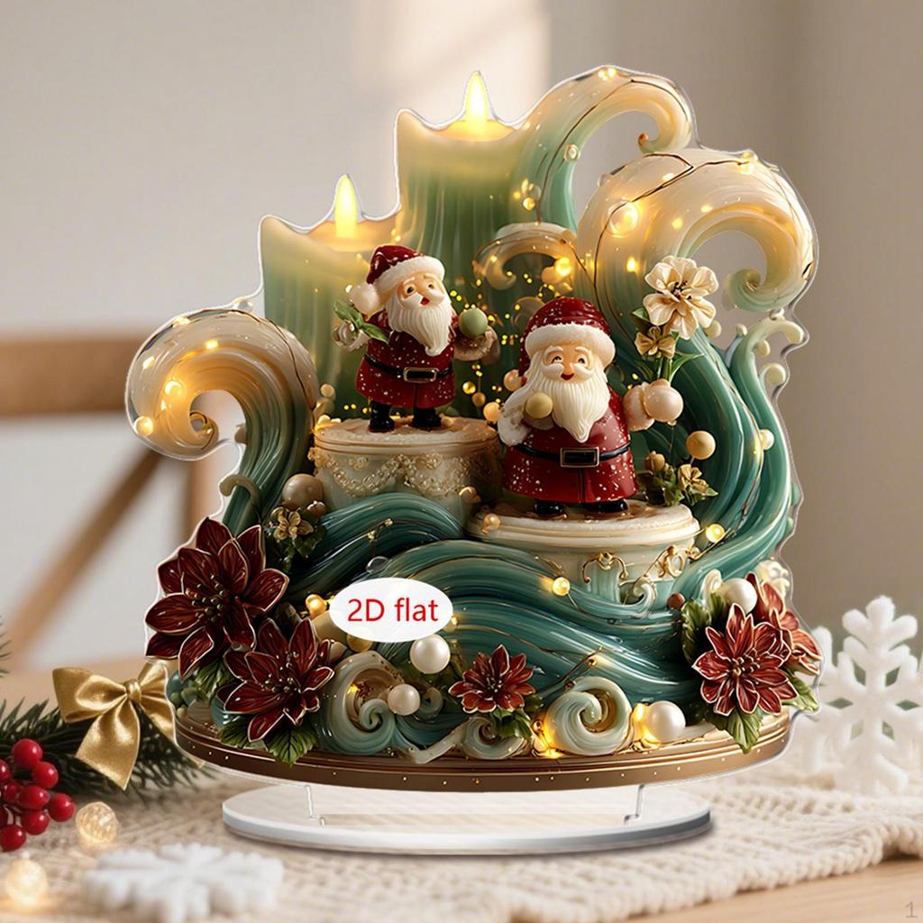 2D Christmas Plague Acrylic Ornament Collection Crafts Artwork Decors for Centerpiece Bookshelf Desk