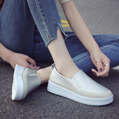 Белые кроссовки, женские весенние кожаные туфли с толстой подошвой, на шнуровке, женские туфли на плоской подошве, с круглым носком, на мелкой платформе, повседневные женские туфли 2024 года