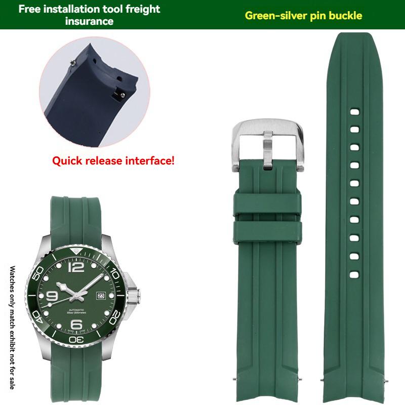 Для Longines Kangkas Фторкаучуковый Ремешок L3.742 781 782 Черно-синяя Серия Быстросъемный Водонепроницаемый Ремешок для Часов с Браслетом