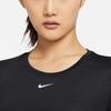 Nike Dri-Fit One Однотонная быстросохнущая спортивная футболка с принтом и коротким рукавом, женские топы, черные DD0627-010