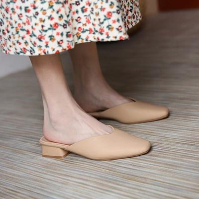 Туфли женские мюли на низком каблуке, высокие женские тапочки, маленькие размеры, топовые модели, сандалии H, тренд 2024 года, новые модные сандалии