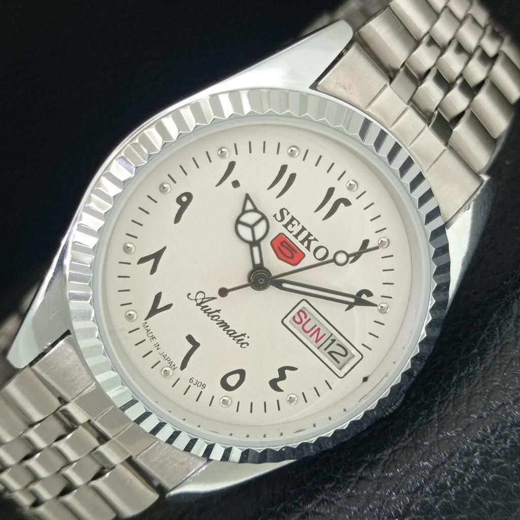 ЯПОНИЯ ВИНТАЖНЫЕ ВОССТАНОВЛЕННЫЕ МУЖСКИЕ АВТОМАТИЧЕСКИЕ ЧАСЫ SEIKO 5 6309A БЕЛЫЕ a442496-1