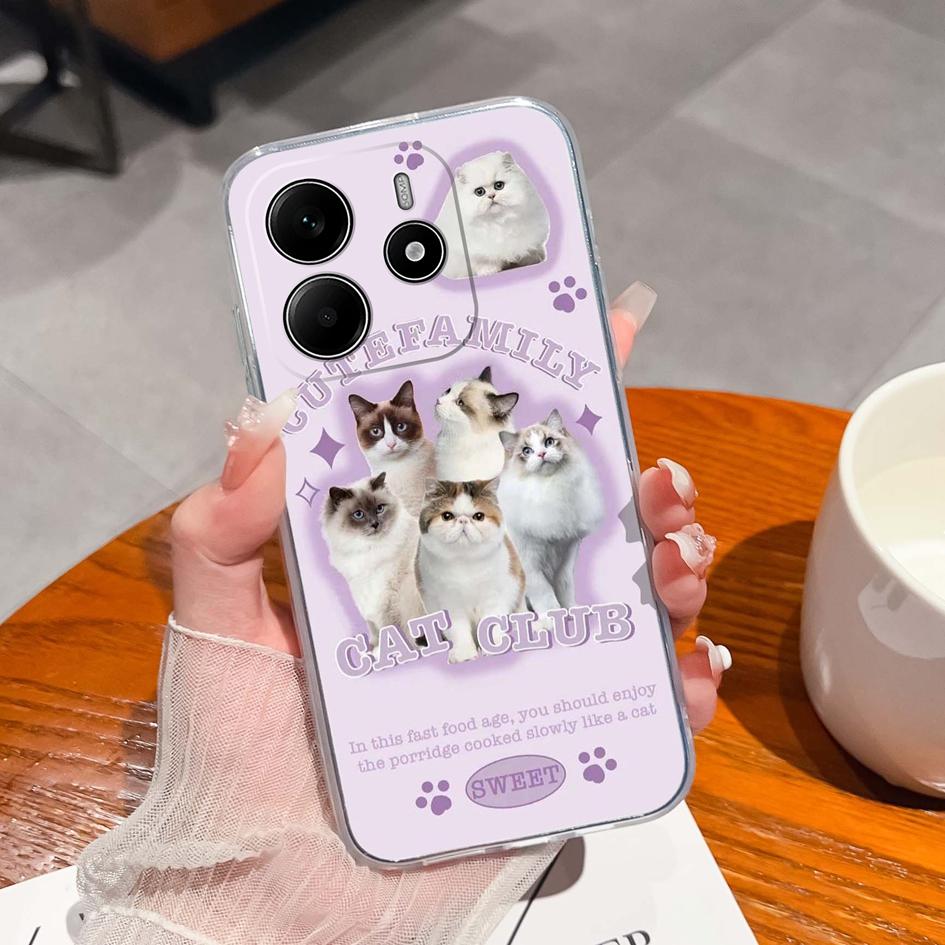 Забавные черные задние крышки для кота для Redmi Note 14 Pro Plus A3 K80 Pro A4 14R новый чехол для телефона эстетический дизайн жидкий силиконовый мягкий корпус для Redmi бампер