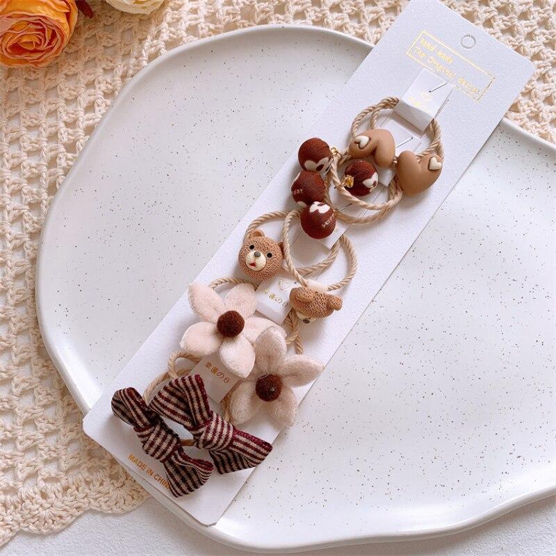 10PCS Mini Baby Hair Band Cute Cartoon Milk Tea Series Bow Hair Band for Toddler Baby Girl Fashion Hair Accessories Girl
