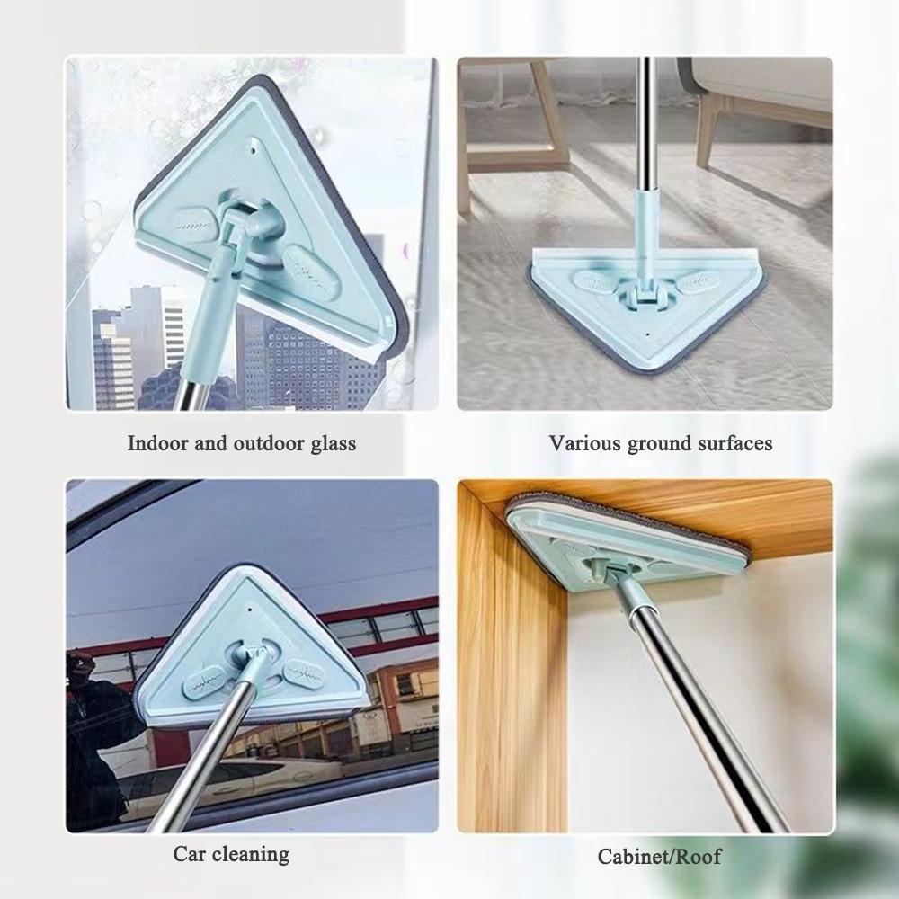 Многофункциональная треугольная швабра с вращением на 360°, инструмент для чистки стен с длинной ручкой, влажные и сухие треугольные швабры для мытья окон