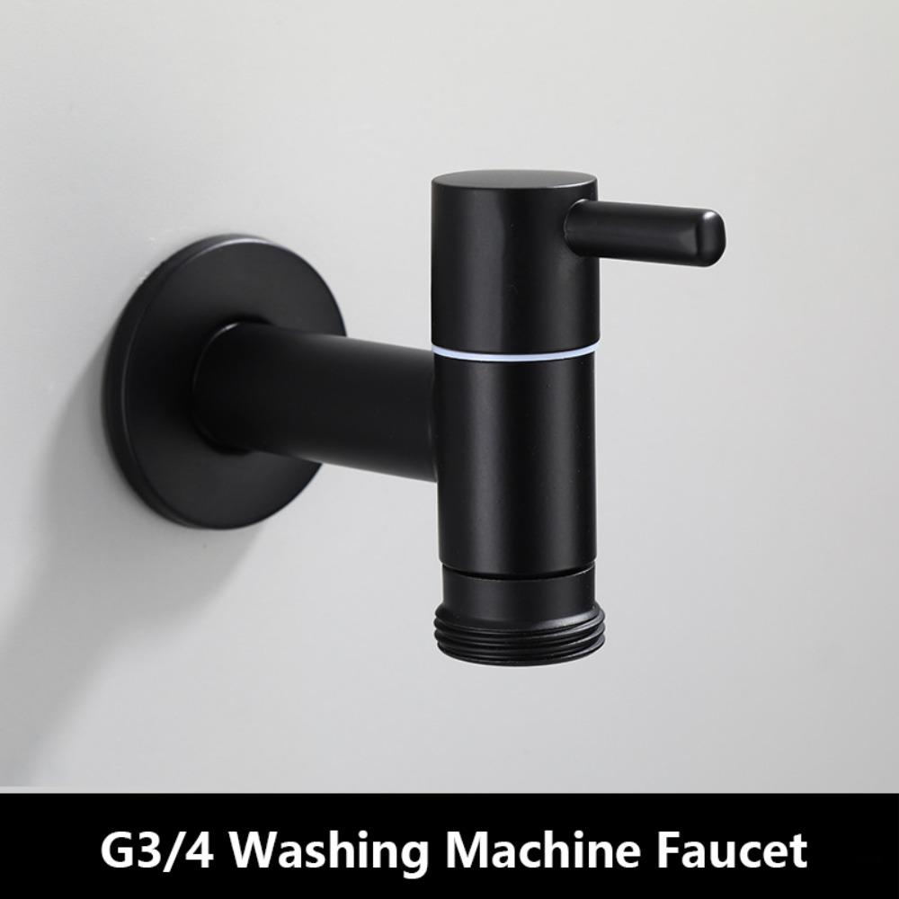 304 Stainless Steel Washing Machine Faucet Anti Splash Matte Black Mop Washing Tap Wall Mounted Multi Functional