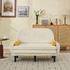 Ivory-Colored Corduroy Loveseat Sofa for the Living Room, as Daybed and Recliner with Storage Space.