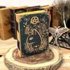 Grimoire Journal Leather Print Caltic Cat Journal Blank Spell Book of Shadows