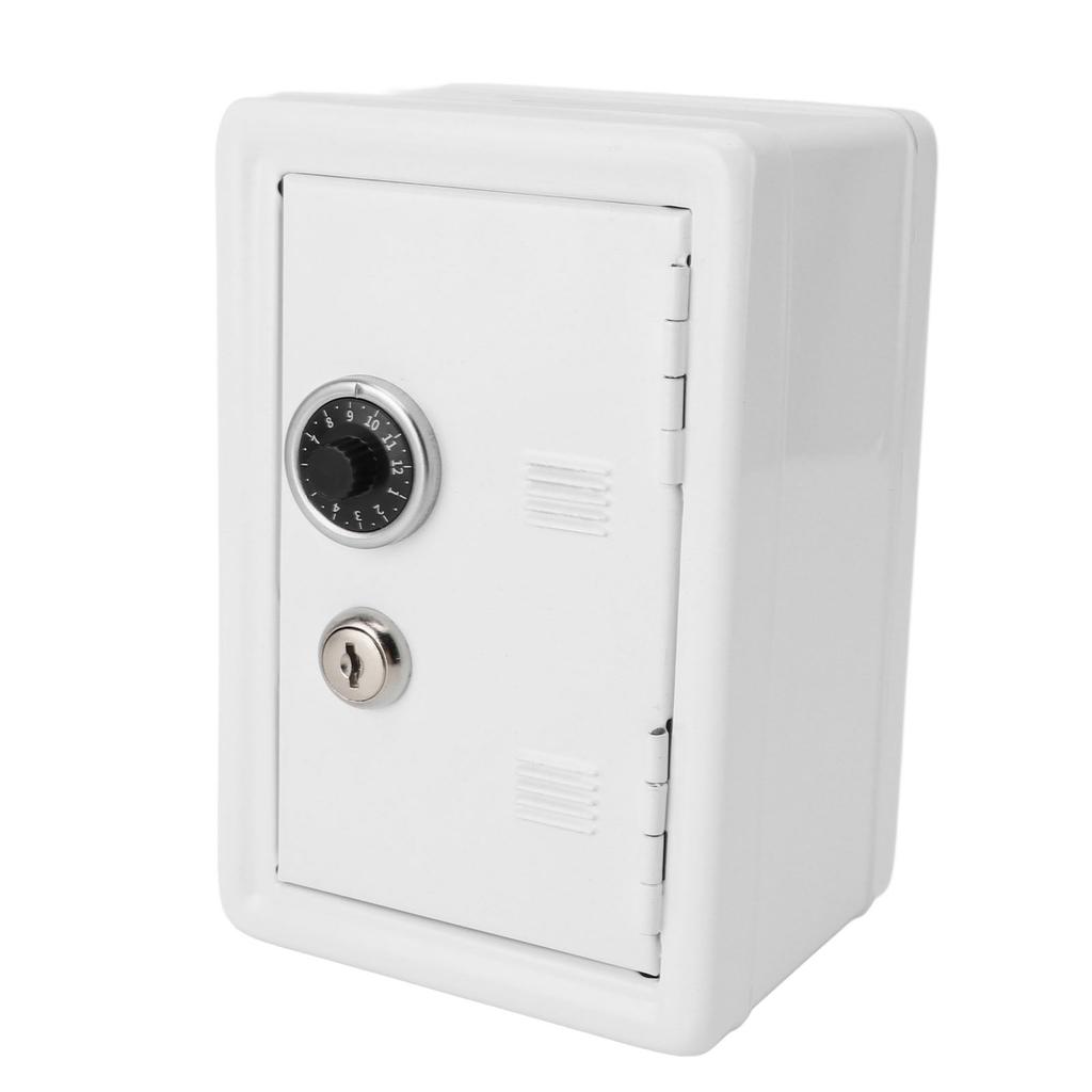 Копилка креативная симпатичная металлическая вертикальная с замком-ключом, копилка для денег для домашнего использования, белая