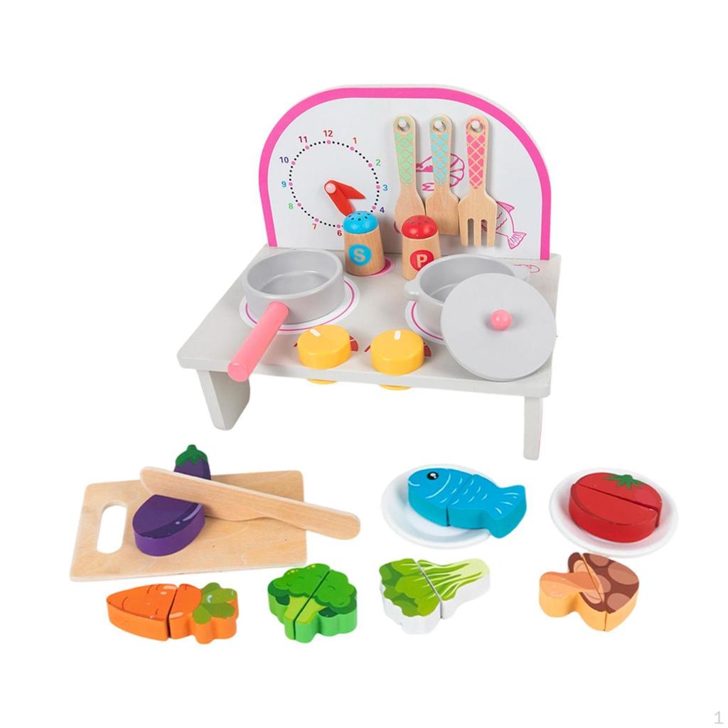 Playset Cooking Birthday Gift Kindergarten DIY Model Preschool Realistic Pretend Play Wooden