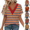 Women's Short Sleeve Shirts V Neck Print Tops Casual Tops Basic Tees Blouse Loose Tops