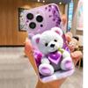 Фиолетовый Медвежонок Противоударный Прозрачный Чехол для iPhone 14/15/16/17 Pro Max