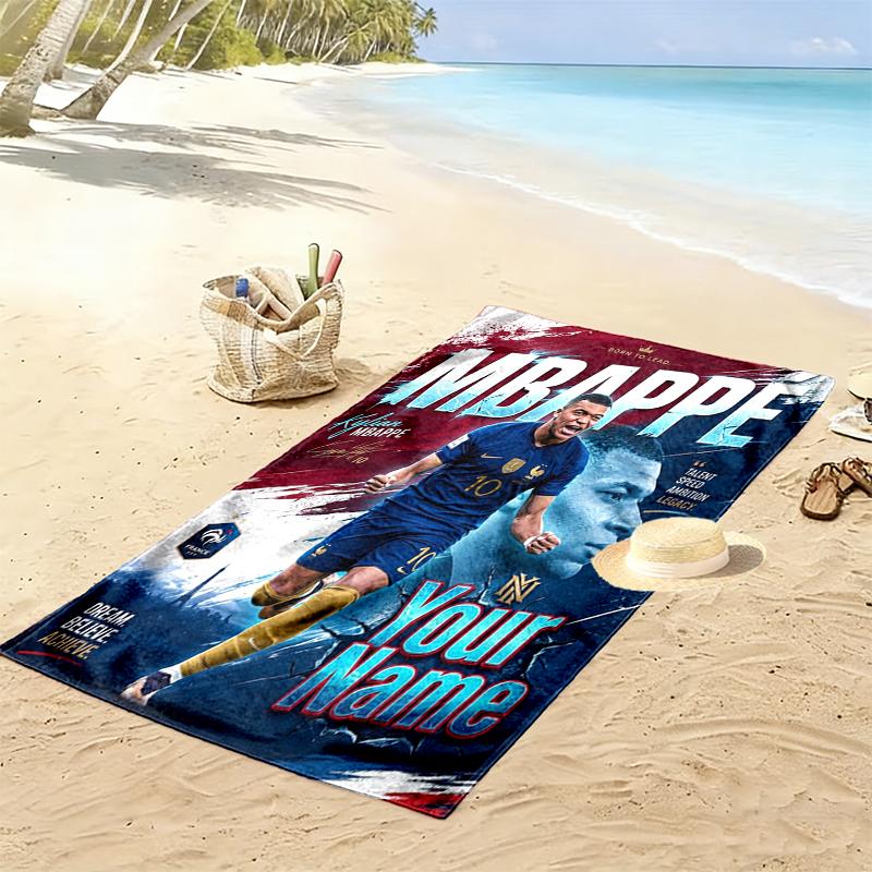 Custom NameFootball poster Beach Towel Soft Microfiber Summer Towel Quick Dry Absorbent Towel for Beach Swimming Pool Travel