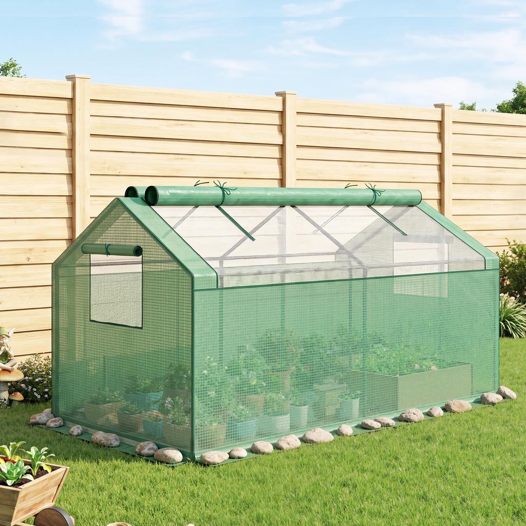 Mini Greenhouse Cold Frame Film Greenhouse, Weather-Resistant, 180 x 92 x 92 cm, Green