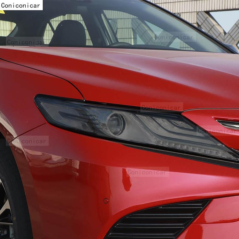 Для TOYOTA CAMRY 2018-2023 Автомобильная фара Задымленная Черная Защитная пленка из ТПУ Передний свет Изменение цвета Наклейка Аксессуары