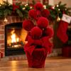 Fabric Christmas Potted Plant Wine Red Christmas Decoration Plant Mini Potted Christmas Tree  Desks