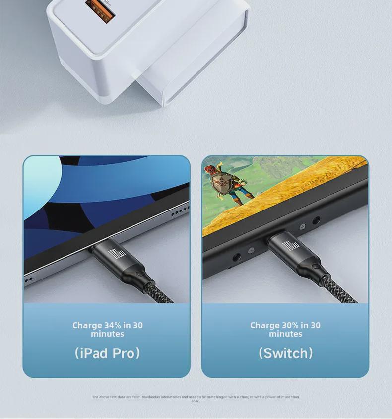 Кабель для быстрой зарядки Maiduoduo 3-в-1: Type-C к C, Lightning, iWatch, 100 Вт