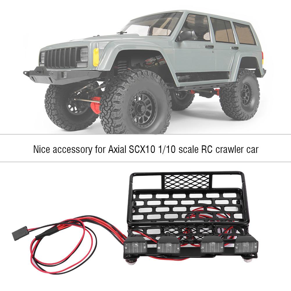 Багажник на крышу для радиоуправляемой машины SCX10 1Celsius10, компактный, с LED-светом, квадратный (4 Белый)