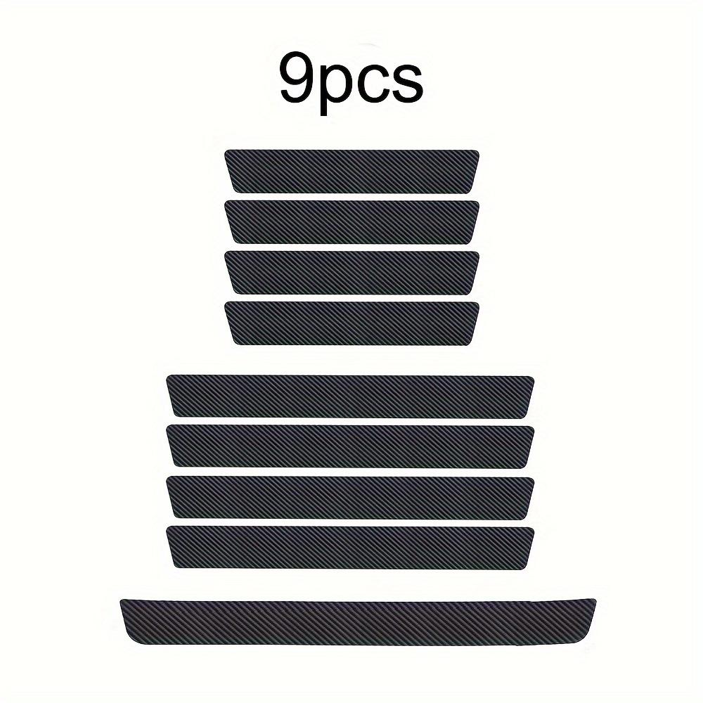 9pcs Vehicle Door Sill Protector Set Rubber Carbon Fiber Vinyl Stickers, Easy To Install Durable Entry Guards for Car Threshold Protection