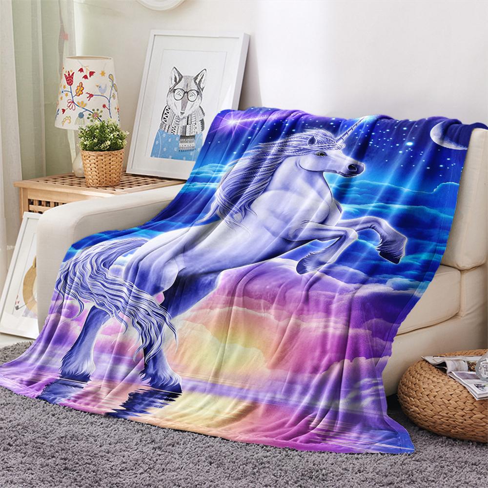 1Pc Uni-horse Print Flannel Blanket, High quality Comfortable for All Seasons, Home Decor, Warmth and Comfort, Perfect for Christmas Gifts