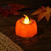 Safe Plastic Candle Props 2Pcs Halloween Pumpkin Flameless Candles, Battery Operated LED Candle, Decorative Candles Tabletop Display Ornaments Light,
