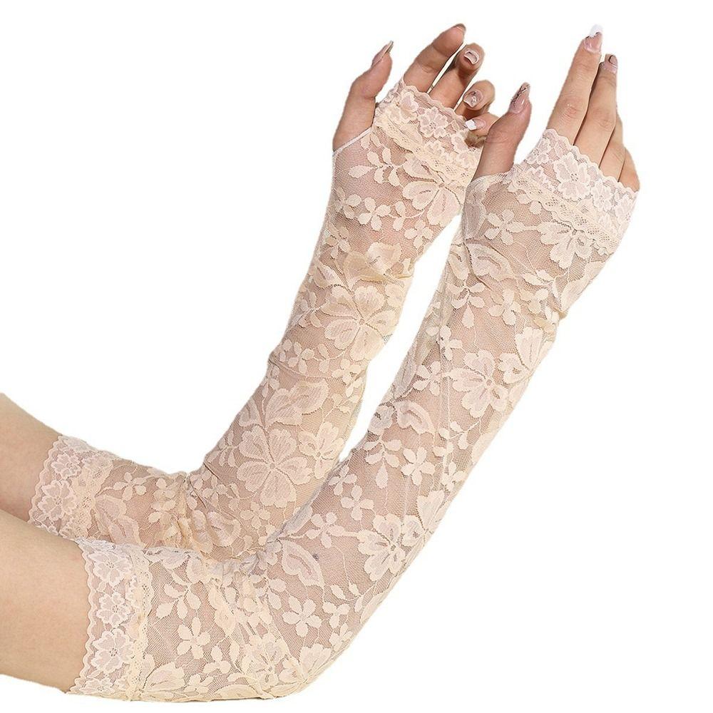 Утеплители Солнцезащитные Перчатки с Длинным Рукавом Защита от Солнца Сетчатые Кружевные Нарукавники Рукава из Ледяного Шелка