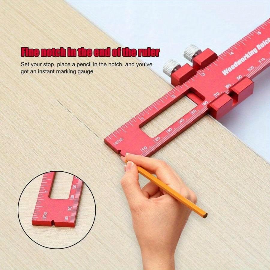 Деревообрабатывающая линейка, 3 шт. Прецизионная карманная металлическая скользящая линейка дюймовой и метрической разметки Т-образного типа и квадратная линейка для маркировки и измерения