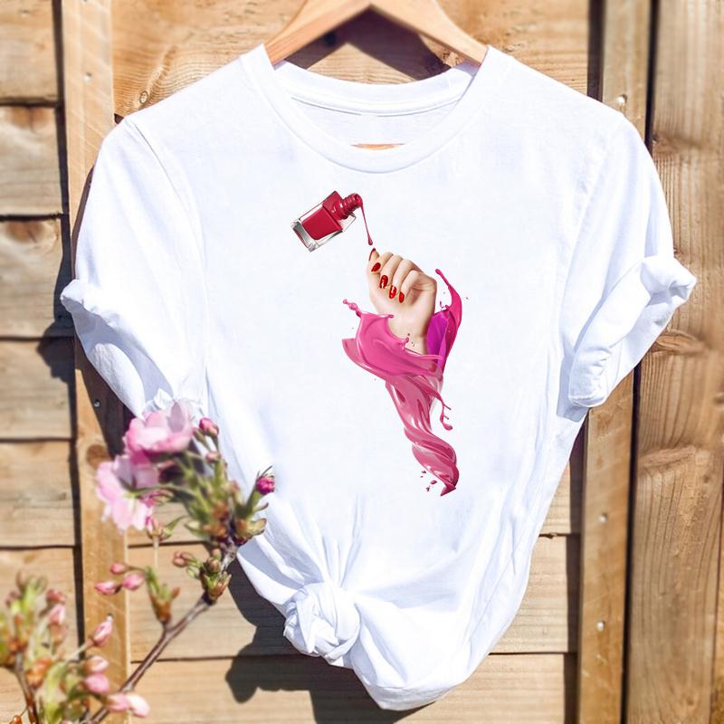 Women Print T-shirts Watercolor Eye Lashes Eyelashes Trend Graphic Tops Fashion Short Sleeve Summer Shirt Female Tees