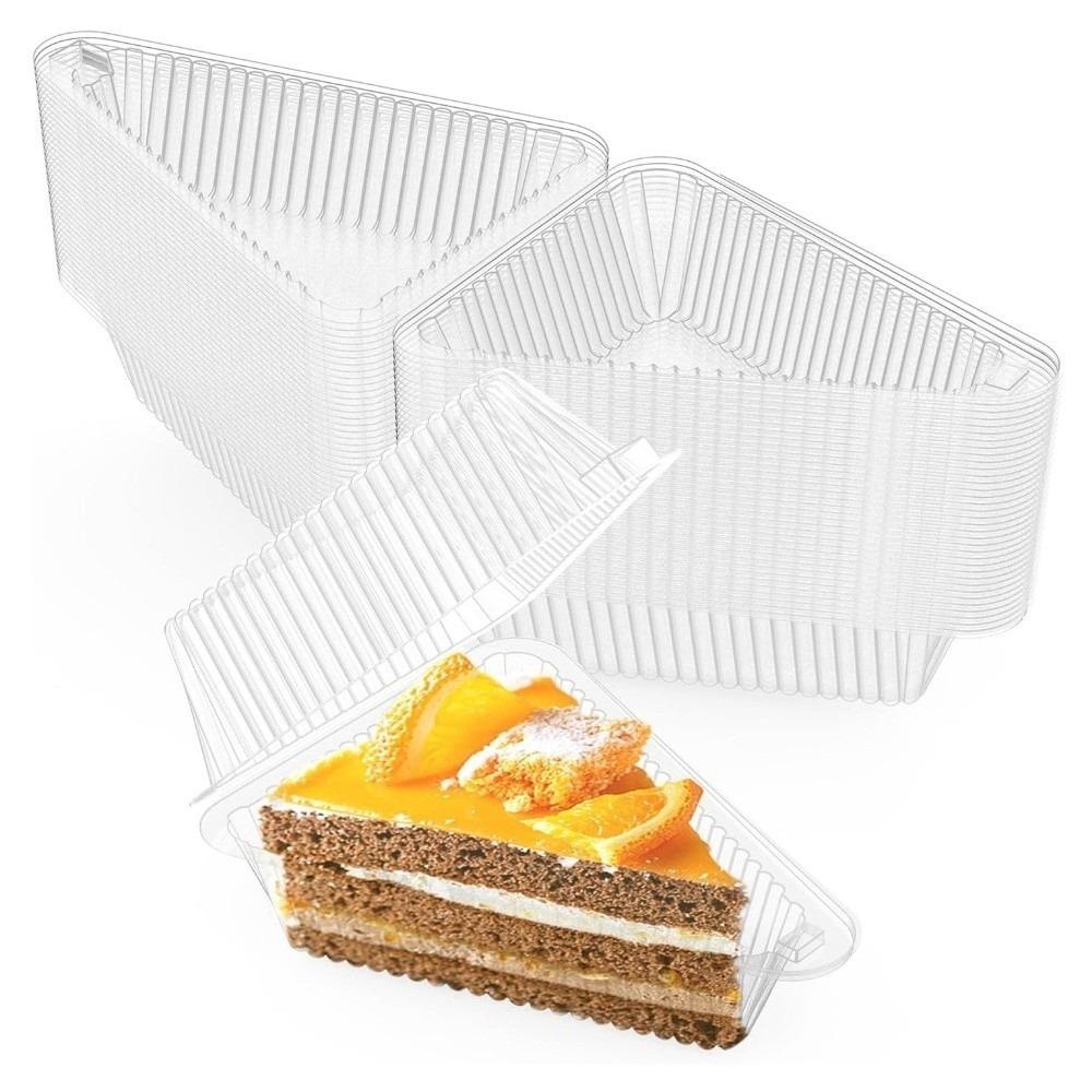 50 шт. ПЭТ пластиковых контейнеров для кусочков торта, одноразовые коробки для упаковки пирогов, контейнеры для десертов, для использования в пекарнях