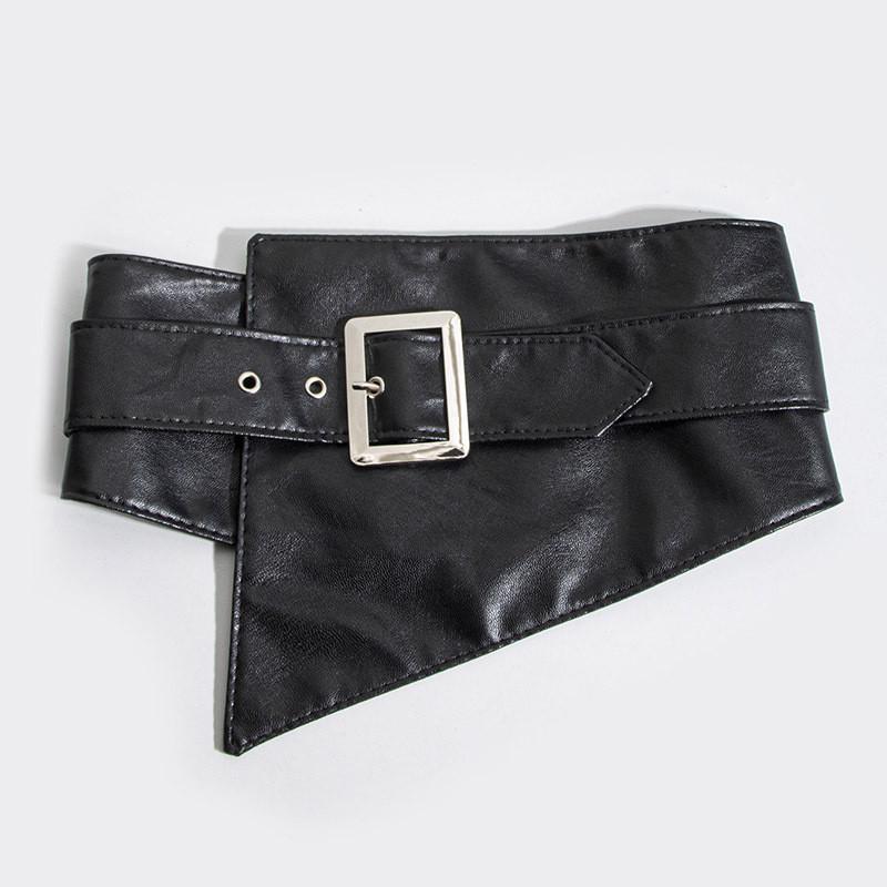 Womens Leather Asymmetric Wide Belt For Casual Fashion Summer