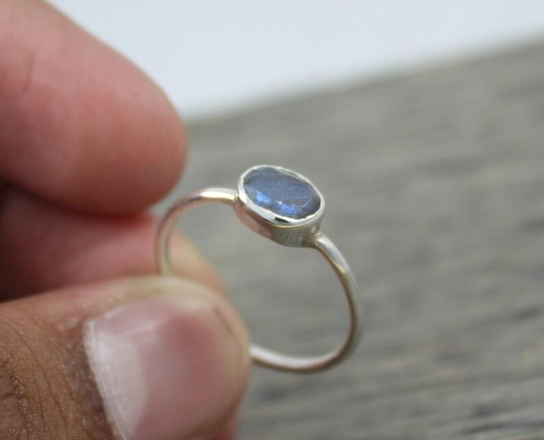 Solid 925 Sterling Silver Labradorite Ring, Gemstone Ring, Stackable Ring, Bezel Ring, Birthstone Ring, Silver Jewelry