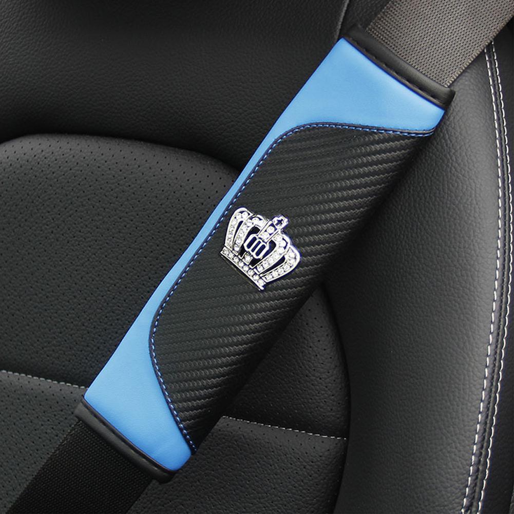 Чехол на ремень безопасности автомобиля из углеродного волокна Crystal Crown, накладка на ремень безопасности, аксессуары для салона автомобиля