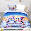 Комплект пододеяльника с пингвинами - 2/3 предмета, Мягкий Удобный Дышащий, Подарок на Рождество Постельное белье, Рождественский Анималистичный Принт