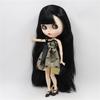 ICY DBS Blyth Doll White Skin Joint Body Black Straight Hair New Matte Face with Eyebrows Lip Gloss BL117
