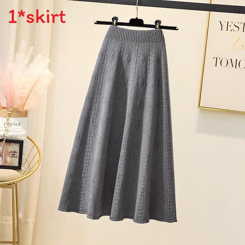 Womens High Waist Knitted Midi Skirt With Thick Woolen Material For Autumn Winter Elegance