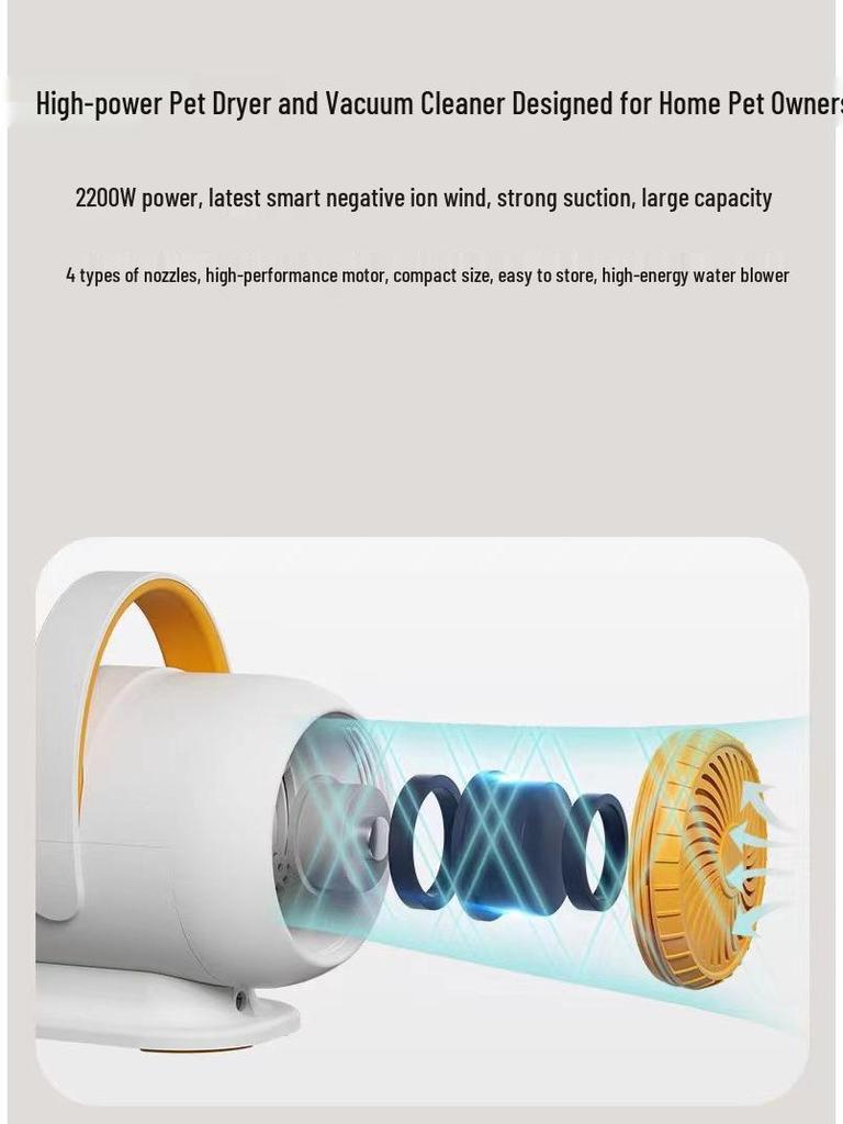 Фен для домашних животных: Высокомощная сушилка для шерсти собак и кошек с функцией обдува и всасывания
