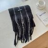 Wool blended striped fringed scarf female winter manufacturer wholesale thickened warm versatile knitted thickened scarf