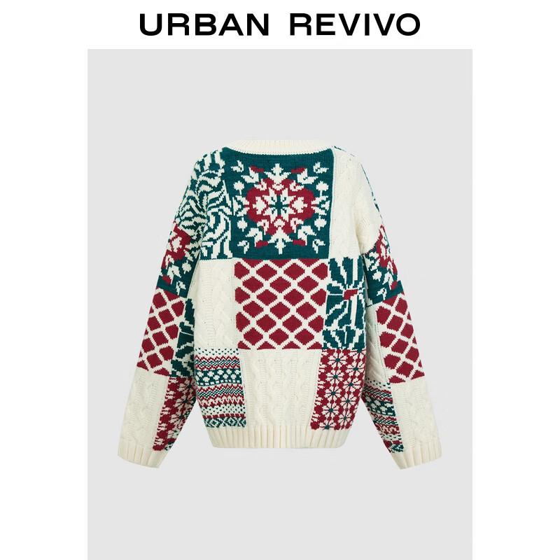 UR Women's Relaxed Fit Color-Block Jacquard Knit Sweater