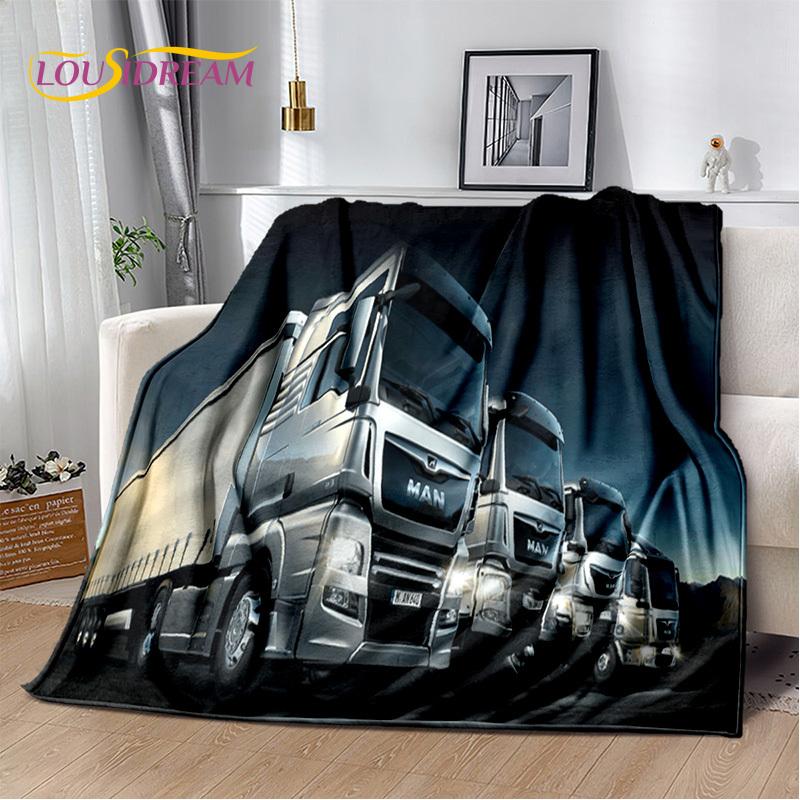 HD Man Truck Lorry 3D Печать Мягкие фланелевые одеяла, Плед Удобное одеяло для пикника Кровати Диваны Дома Спальня Подарки