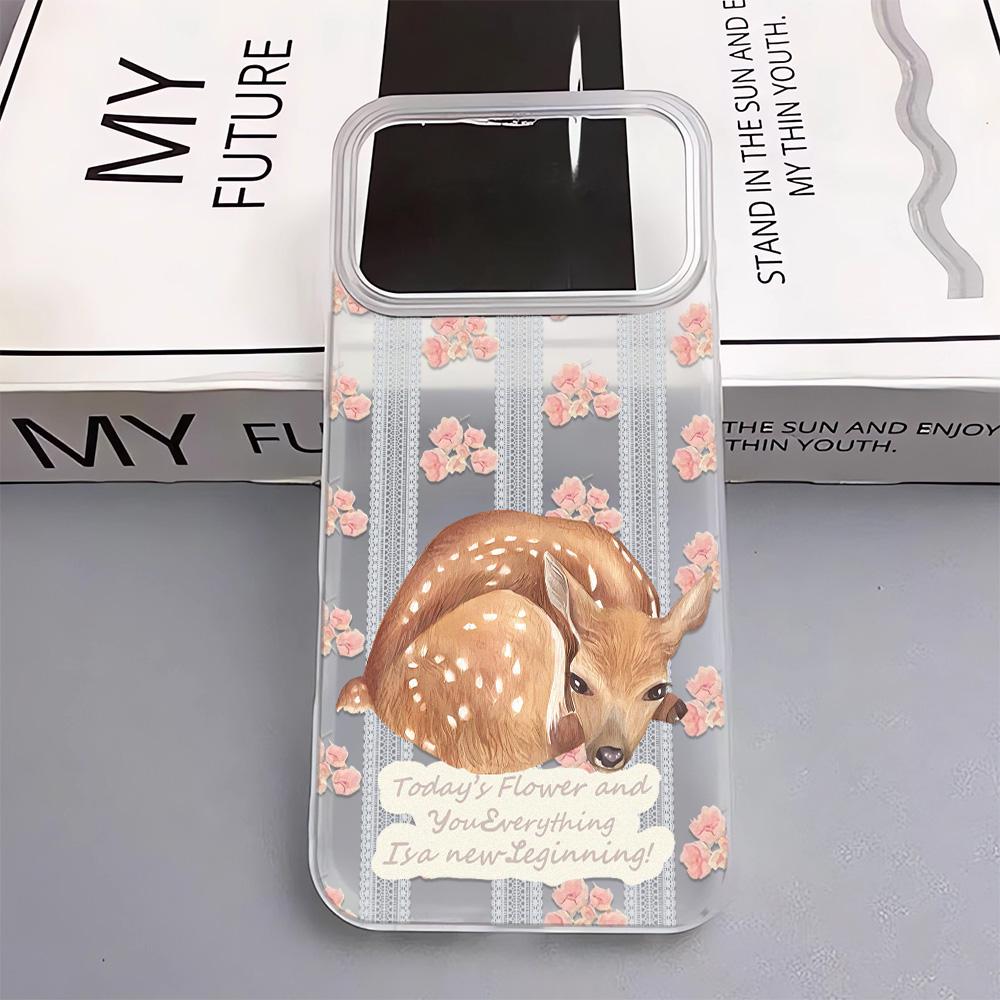 Чехол для телефона с узором сливовых цветов и оленями для IPhone 17 Pro Max 17Air 11 13 12 14 15 16 Plus Мягкий силикон Модный чехол 15 Pro
