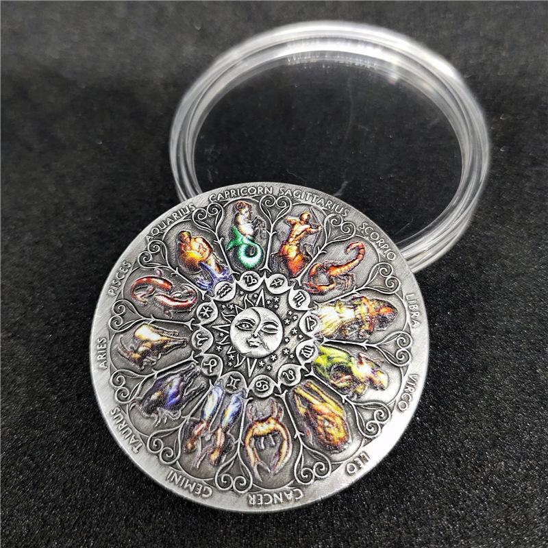 Очень красивая серебряная монета «Знак зодиака» Тувалу TheSignof, красочные сувенирные монеты ARI