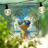 Open-1 Cool Fashion Glasses Lizard Beach Landscape Pattern 3D Mandala Wind Chime - Rotating Art Decor, Suitable for Garden