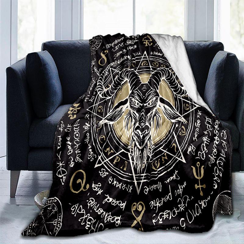 Gothic Satan Devil Mystery Printed Blanket Halloween Flannel Blanket All Seasons Universal Office Sofa Blanket