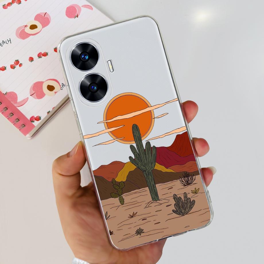 Чехол для Realme C55 6.72 дюйма Задняя крышка Гладкий Прозрачный Тонкий Чехол Для ON Oppo Realme C55 C 55 RMX3710 Мультяшный Детский Чехол