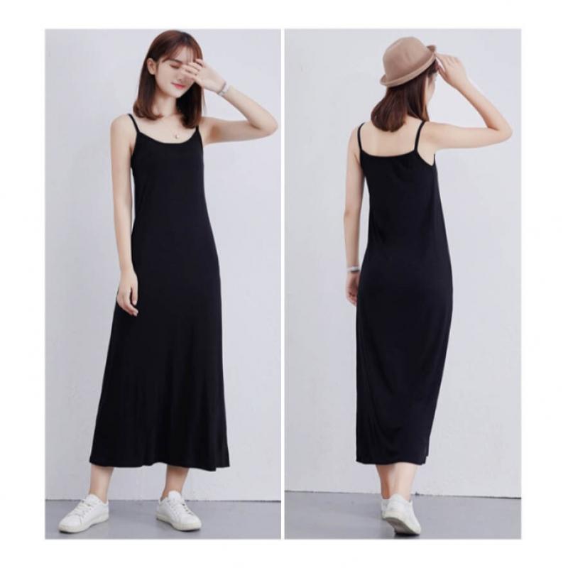 Shop Women Spandex Strap Top Plain Long Dress Won Wdr Wa6d270