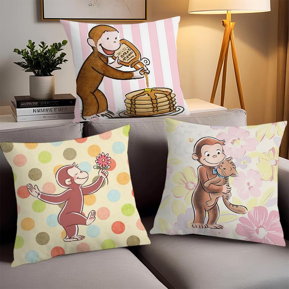 Cartoon Cute C-Curious G-George Pillow Case Office Cushions Suitable For Sofa Car Bedroom Decorative Cushion Cover