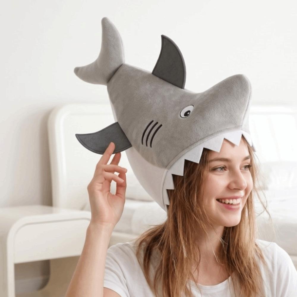 Creative Shark Party Hat Cartoon Plush Animal Cap Costume Accessories Shark Head Cover Photo Props
